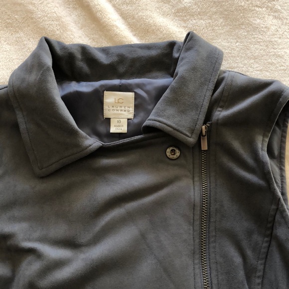 Lauren Conrad Size 10 slate blue/gray suede vest - Picture 3 of 8
